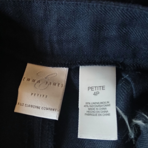 Emma James Navy Linen Blend Trousers Size 4P - Picture 7 of 8